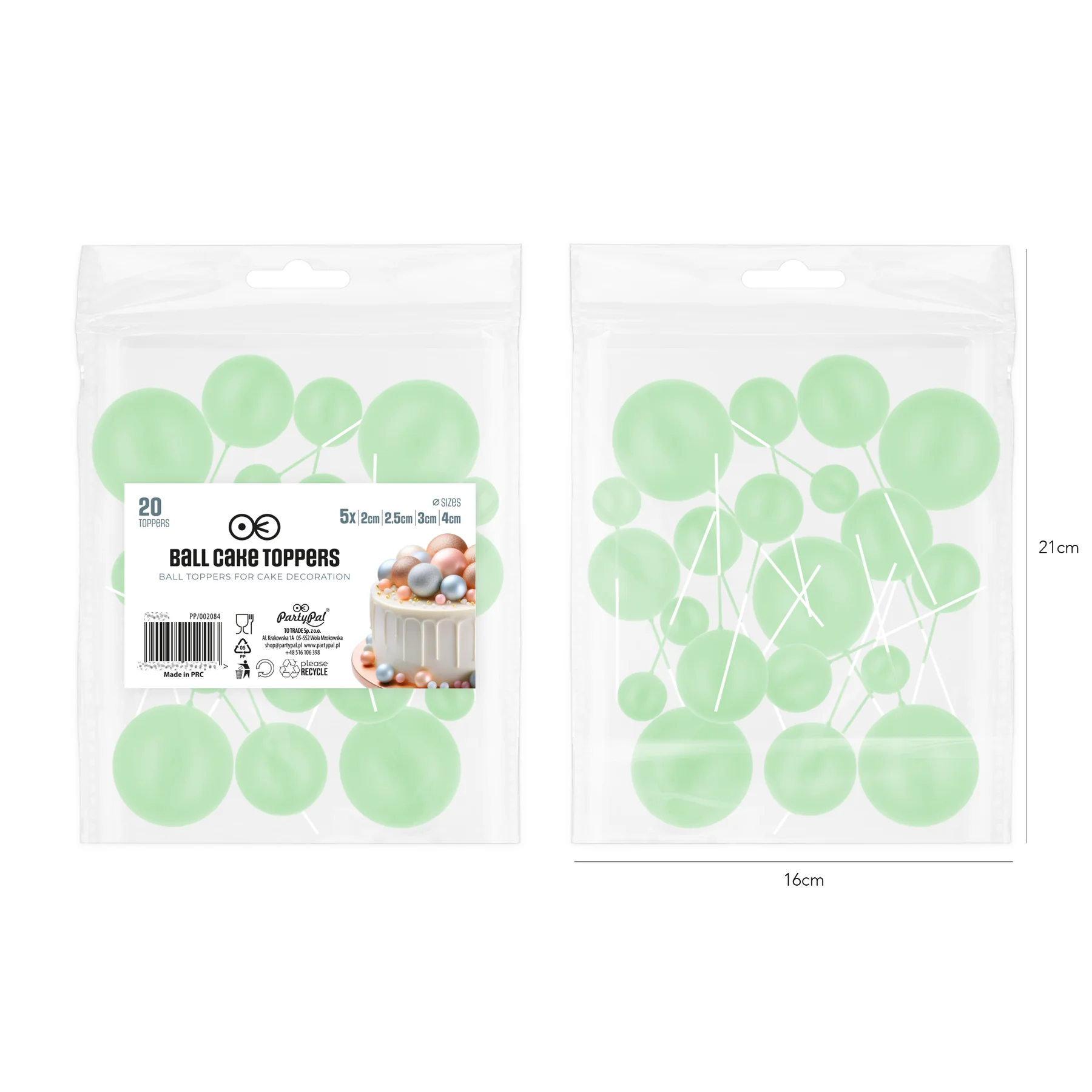 Sfere Tort - Set 20 Sfere Tort pentru Decor VERDE DESCHIS din Plastic | Sfere Decorative Premium pentru Tort