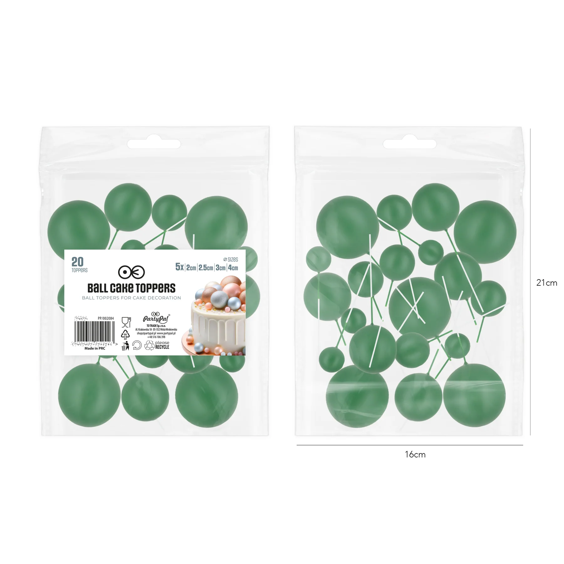 Sfere Tort - Set 20 Sfere Tort pentru Decor VERDE INCHIS din Plastic | Sfere Decorative Premium pentru Tort