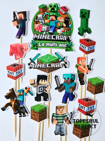 Toppere Torturi - Toppere Tort Minecraft - Decor Tort Gaming pentru Copii