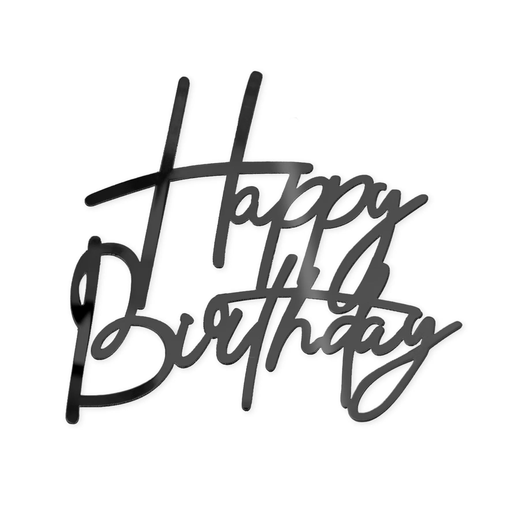 Topper PlexiGlas - Acrilice - Topper Happy Birthday Negru din Acrilic - Decor Tort Aniversar