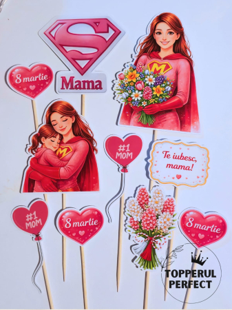 8 Martie - Toppere tort 8 martie – decor elegant pentru mama si Ziua Femeii