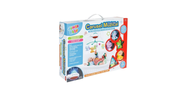 Carusel muzical pentru pătuț – Proiecție stele colorate, 8 cântece de leagăn, multicolor [3]