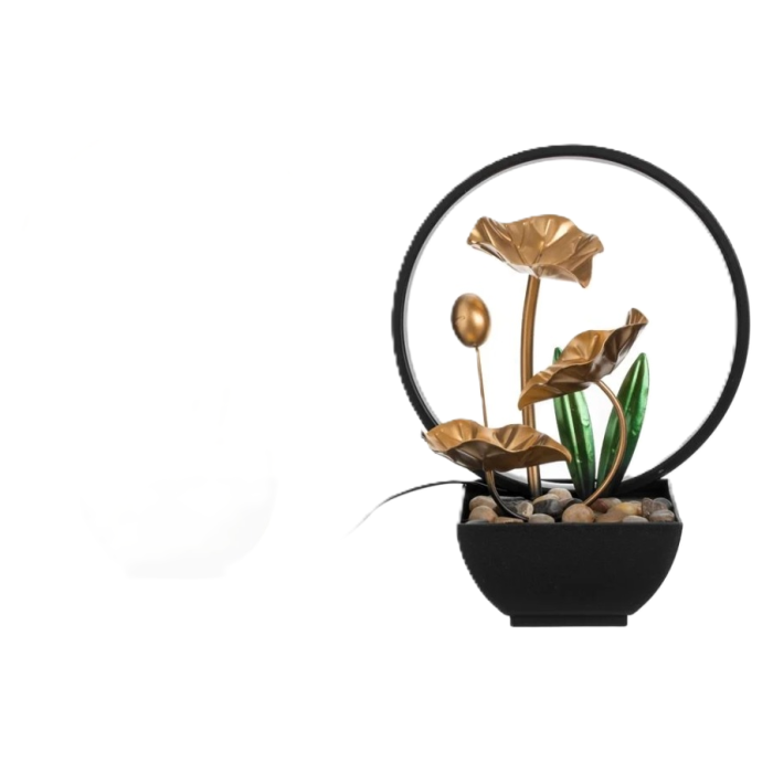 Fantana Arteziana Decorativa de Interior cu LED si Frunze Aurii [3]