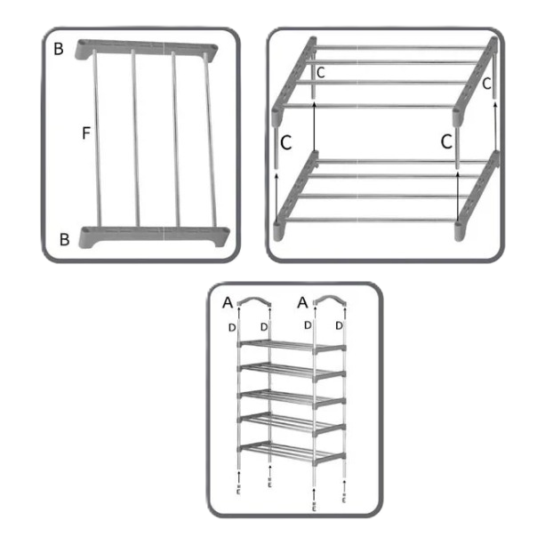 Pantofar cu 5 rafturi pentru incaltaminte, Capacitate 15 perechi, 56 x 26 x 95, 5 cm [2]