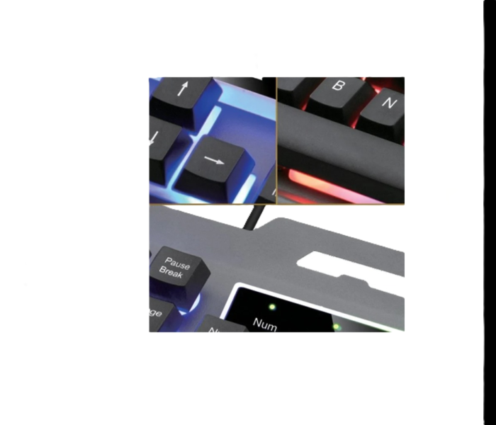 Tastatura Gaming LED RGB cu Cadru Metalic și Suport Telefon – Multicolor, Ergonomic, Plug & Play [4]