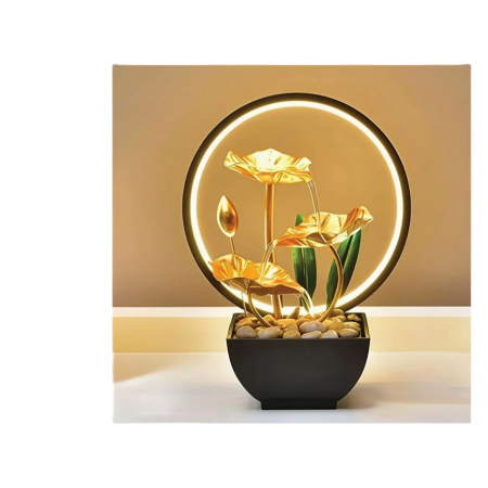 Accesorii decorative - Fantana Arteziana Decorativa de Interior cu LED si Frunze Aurii