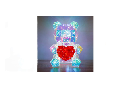 Veioze si lampi - Lampa USB LED Ursulet Iridescent Inima Rosie in Cutie Cadou