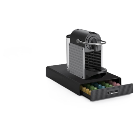 Produse EmagMarketplace - Sertar Organizare Capsule Cafea 50 bucati, Negru, pentru aparate Nespresso, suport integrat