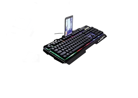 Tastaturi - Tastatura Gaming LED RGB cu Cadru Metalic și Suport Telefon – Multicolor, Ergonomic, Plug & Play