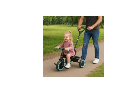 Produse EmagMarketplace - Tricicleta-2-in-1-Little-General-neagra-verde-menta