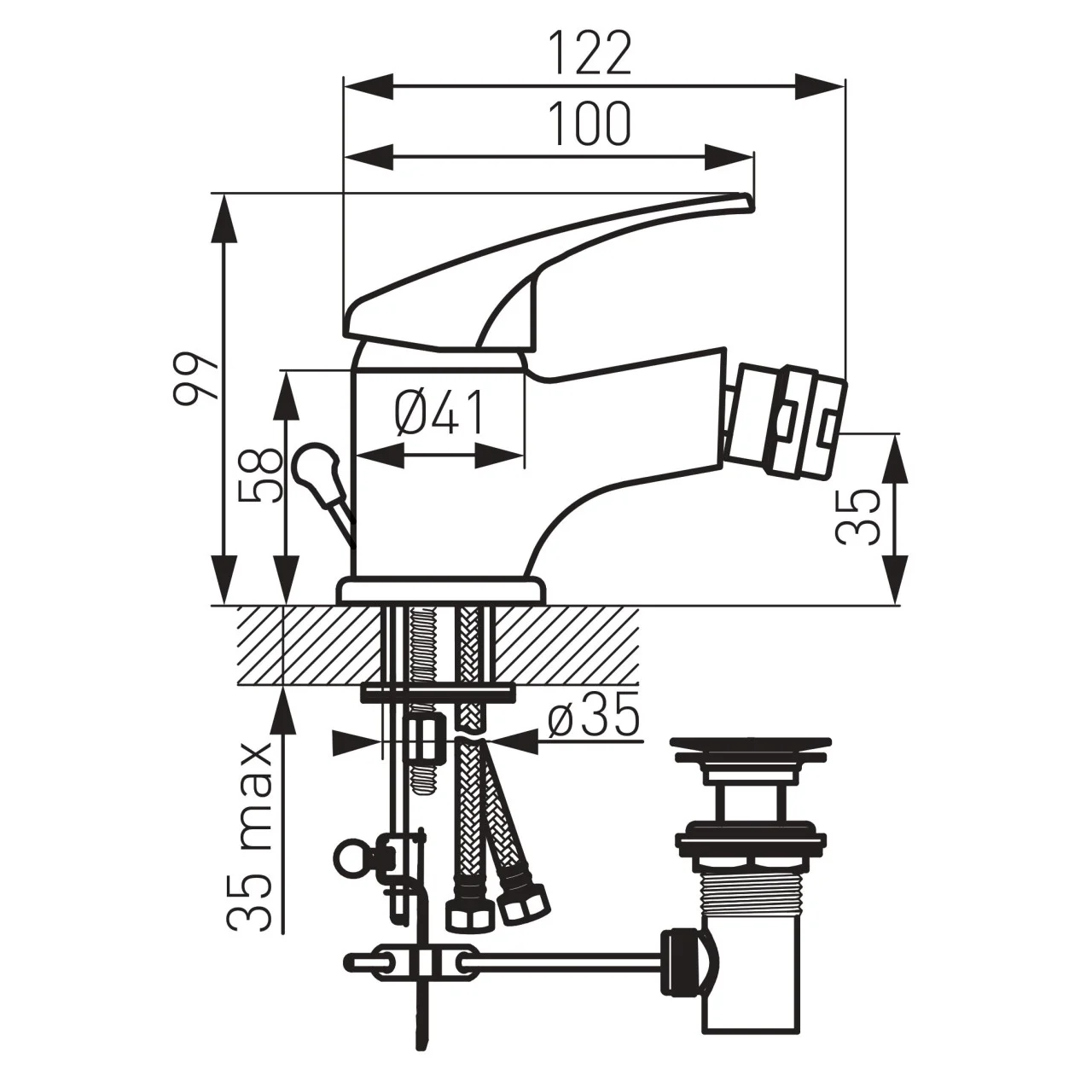 Baterie stativă bideu cu ventil BASIC [2]