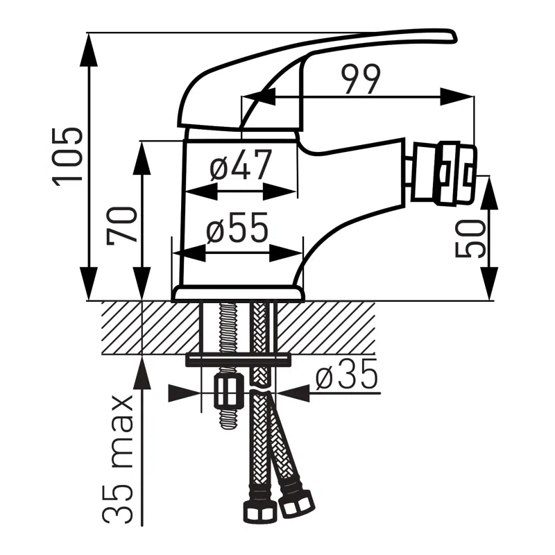 Baterie stativă bideu cu ventil VASTO [2]