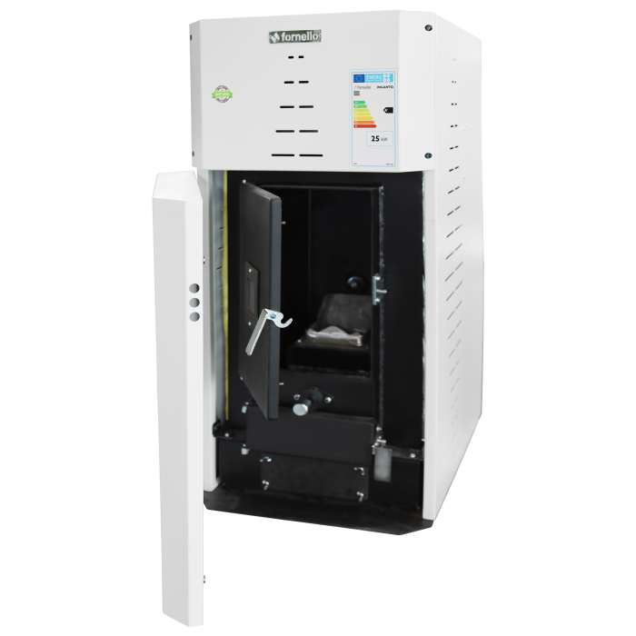 Centrala pe peleti Fornello INCANTO COMPACT 35 kW, pompa electronica, vas expansiune, arzator inox, grup de siguranta, sistem de curatare MECANICA a creuzetului si drumurilor de fum, culoare alb [4]