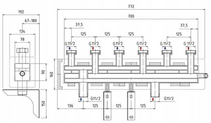 DISTRIBUITOR GRUPURI DE POMPARE CU BUTELIE DE EGALIZARE INCORPORATA DN25 IZOLAT 3 CIRCUITE [4]