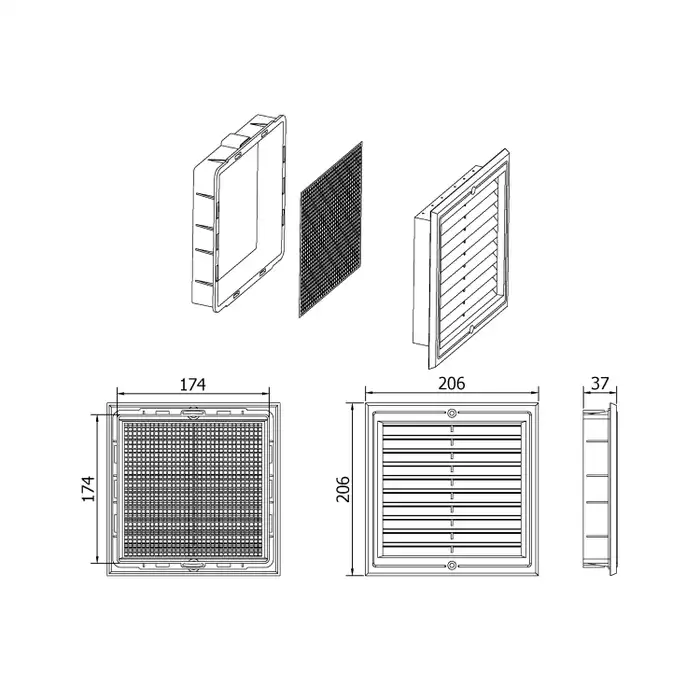Grila de ventilatie cu plasa 200X200 MM [3]