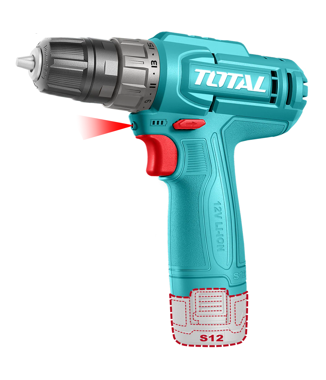 Masina de gaurit cu acumulator TOTAL 12V, 1.5Ah Li-Ion, LED, USB Type-C [1]