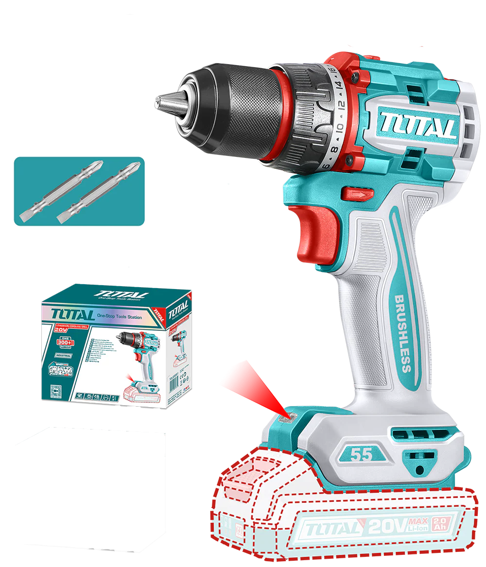 Masina de gaurit TOTAL 20V, 55 Nm, motor fara perii (nu include acumulator) [2]