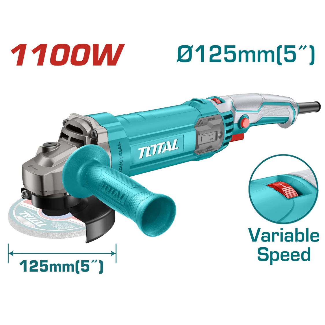 Polizor unghiular TOTAL 1100 W, diametru disc 125mm [3]