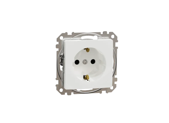 Priza simpla 2P+E cu cu obturatoare, alb Sedna Design [2]