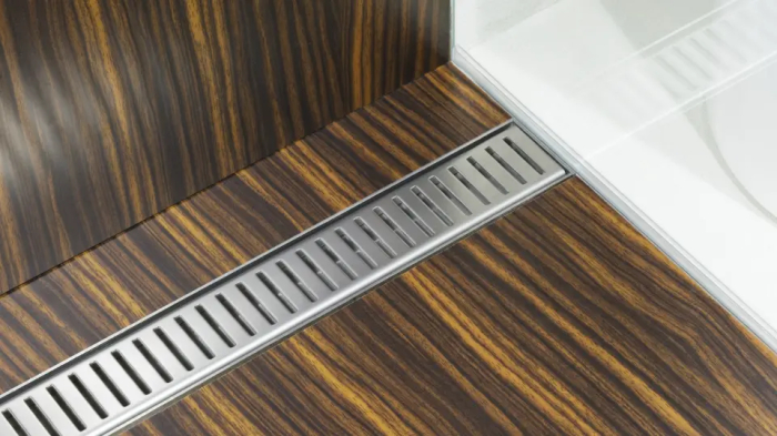 Rigolă de duș Simple 75 cm, cu margine pentru grătar perforat, inclusiv grilă, oțel inoxidabil [3]