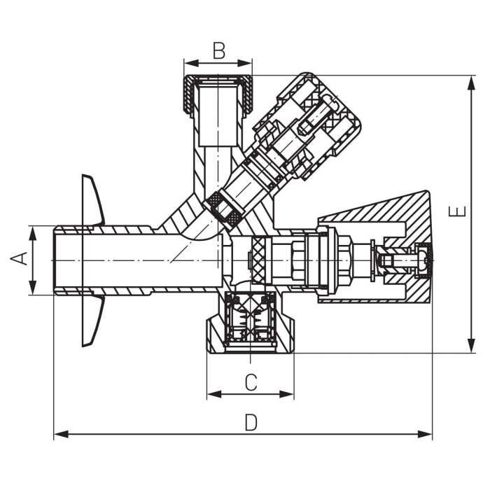 Robinet coltar combinat 1/2"x3/4"x1/2" crom, CF5105 [2]