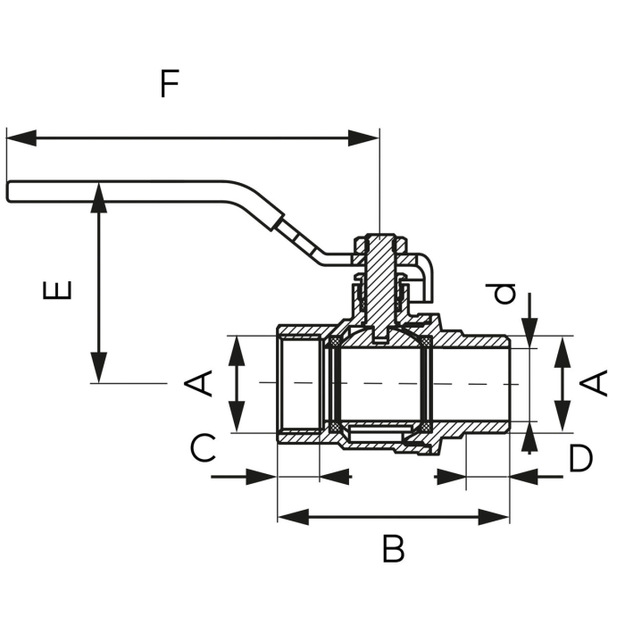 Robinet trecere sfera cu maneta PN30, 1.1/4" FI-FE, F-Power, Ferro KFP41 [2]