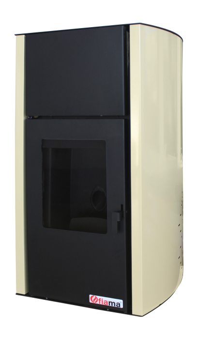 Termosemineu pe peleti Fornello Fiama Confort 18 kw, complet echipat pentru incalzire, pompa, vas expansiune, automatizare, buncar peleti 15 kg, tiraj fortat, culoare Crem, aprindere automata, [2]