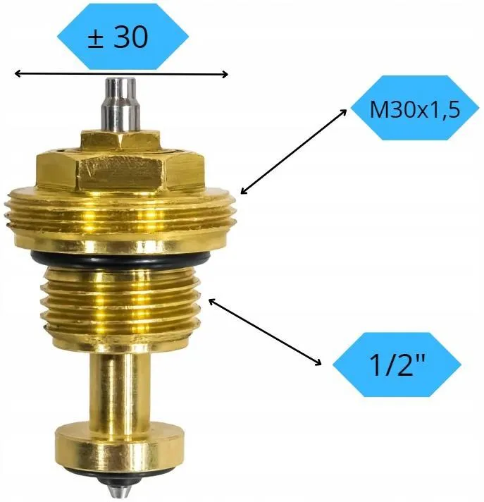 Ventil închidere pentru cap termostatat M30X1,5  1/2"x3/4" distribuitor INOX [2]