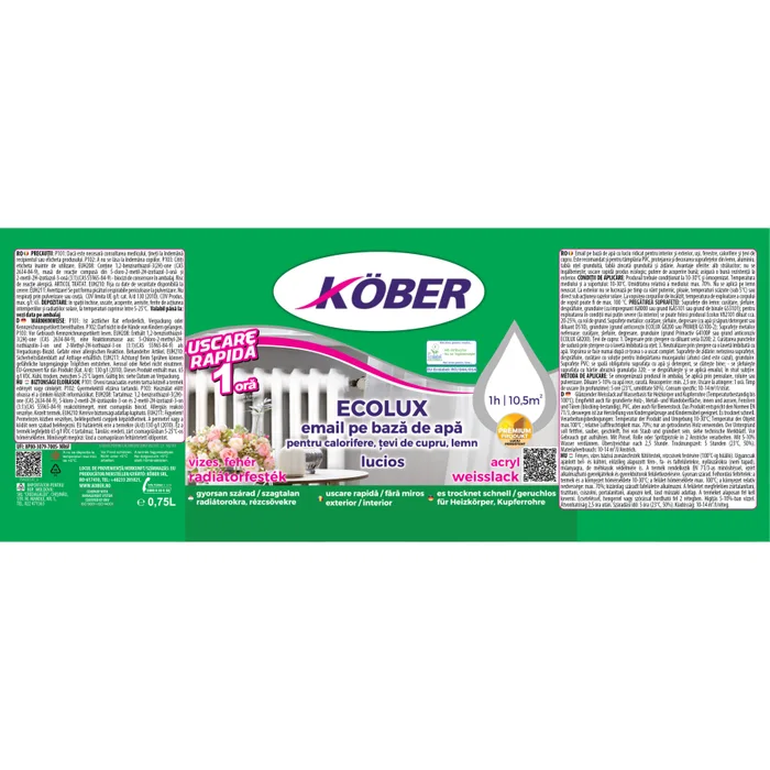 Vopsea pe baza de apa alb polar, Ecolux 0.75 L V82101-C0.75 [2]