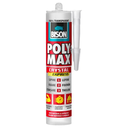 Silicon, Spuma si Accesorii - Adeziv și etanșeizant MS Polimer BISON Poly Max Crystal Express, transparent, 300g