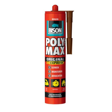 Silicon, Spuma si Accesorii - Adeziv și etanșeizant MS Polimer BISON Poly Max Original Express, 425g, maro