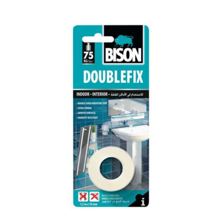 Silicon, Spuma si Accesorii - Banda dublu adeziva, Bison Double Fix, 1,5mx19mm