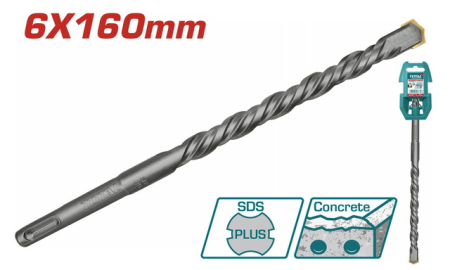 Accesorii Scule Electrice - Burghiu cu prindere SDS Plus TOTAL - cap cruce- 6x160mm