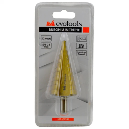 Burghiu in trepte, diametru 6-38 mm, trepte 12 [1]