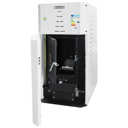 Centrala pe peleti Fornello INCANTO COMPACT 35 kW, pompa electronica, vas expansiune, arzator inox, grup de siguranta, sistem de curatare MECANICA a creuzetului si drumurilor de fum, culoare alb [3]