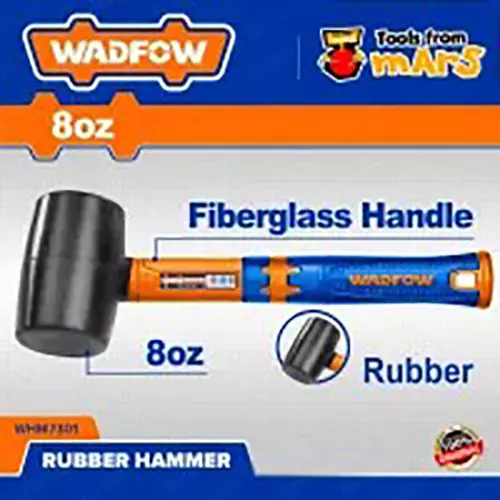 Scule de Mana - Ciocan de cauciuc Wadfow, maner fibra de sticla, 220g, negru carbune