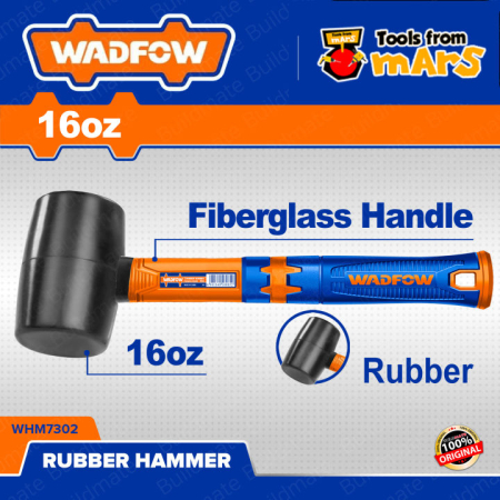 Scule de Mana - Ciocan de cauciuc Wadfow, maner fibra de sticla, 450g, negru