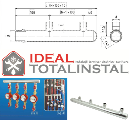 Distribuitor 4 circuite din INOX pt apa calda/apa rece recomandat inclusiv pt conectarea contoarelor de apa [1]