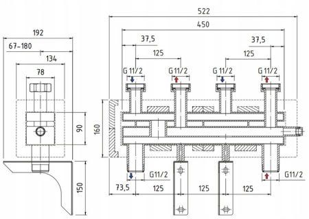 DISTRIBUITOR GRUPURI DE POMPARE CU BUTELIE DE EGALIZARE INCORPORATA DN25 IZOLAT 2 CIRCUITE [3]