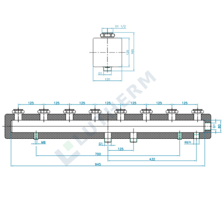 Distribuitor grupuri de pompare, Lutherm, DN25 izolat cu 4 circuite [2]