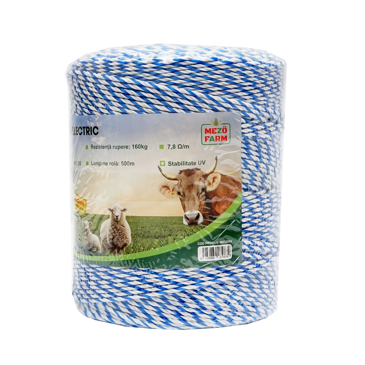 Fir gard electric alb-albastru 3mm insertie metalica 3x0.2mm SS, rezistenta 7.8 Ohm/m, 500m gard electric Mezofarm [2]