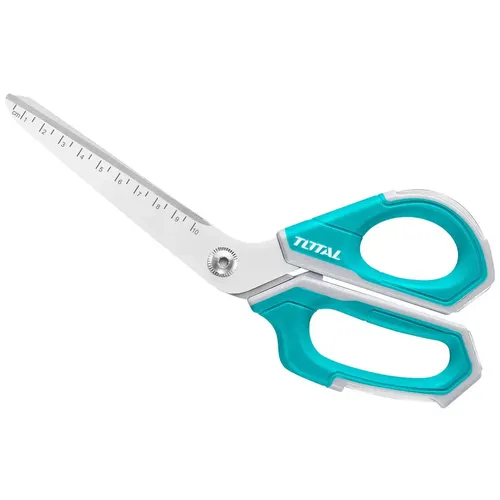 Scule si Unelte - Foarfeca TOTAL 254 mm (10"), lama otel inoxidabil 3.5 mm, muchie zimtata, marcaje de masurare