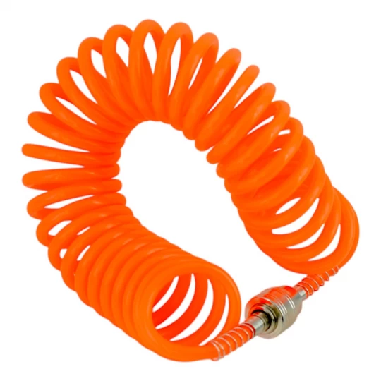 Scule de Mana - Furtun aer comprimat, Evotools, 5 m, spiralat, 8 bar, 5/8 inch, cuple rapide