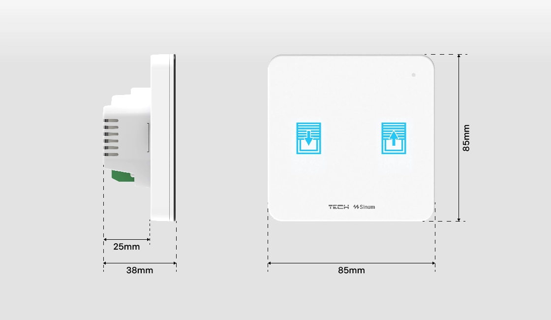 Întrerupător jaluzele rulante Alb/Negru SINUM Single [2]