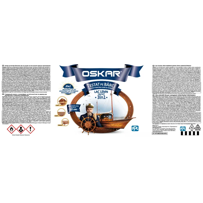 Lac pentru lemn Oskar Yacht 3in1, pentru exterior, Cires Japonez, 0.75L [2]