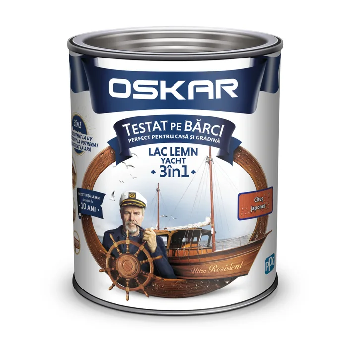 Lacuri si vopsele - Lac pentru lemn Oskar Yacht 3in1, pentru exterior, Cires Japonez, 0.75L