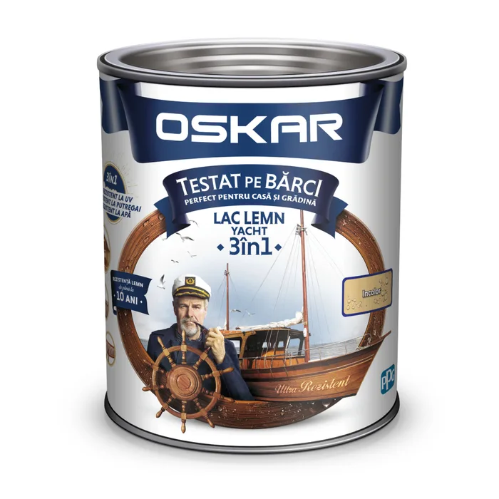Lacuri si vopsele - Lac pentru lemn Oskar Yacht 3in1, pentru exterior, Incolor, 0.75L