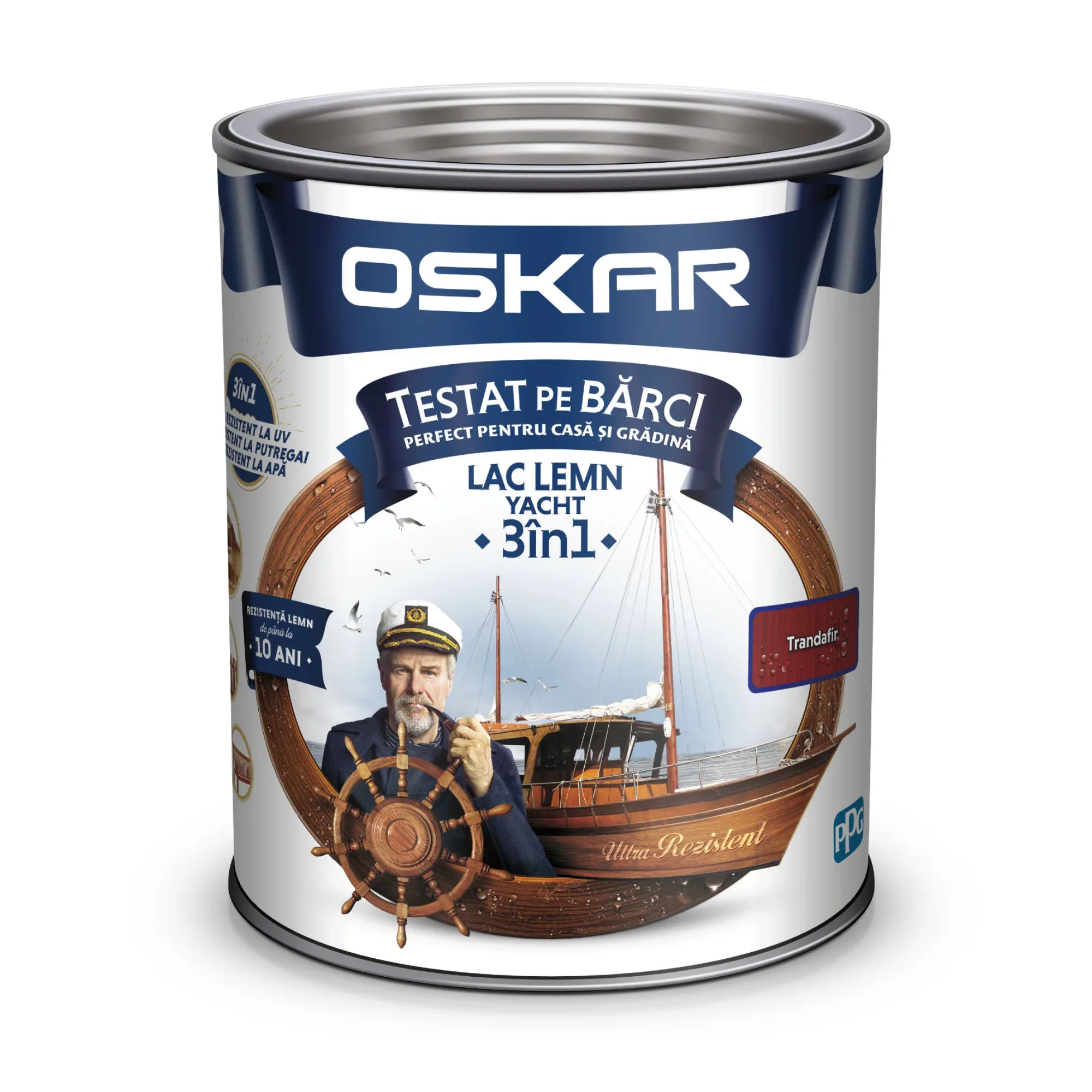 Lacuri si vopsele - Lac pentru lemn Oskar Yacht 3in1, pentru exterior, Trandafir, 0.75L