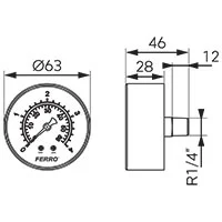 Manometru axial FERRO M6304A 1/4'' [1]