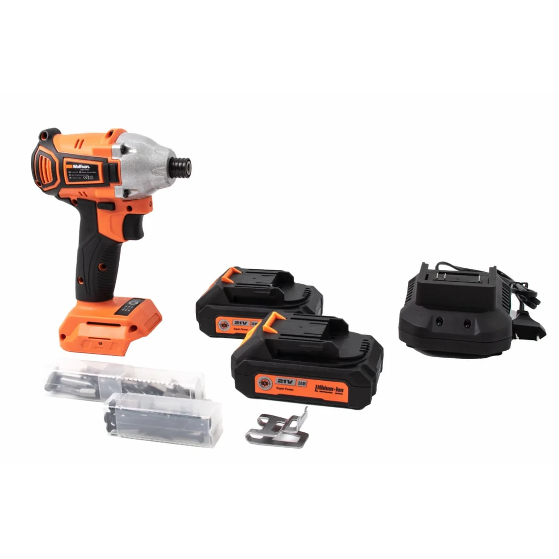 Masina de insurubat cu impact cu acumulator Wolfson - 21V-2.0Ah, 2 acumulatori, Hex 1/4 [6]